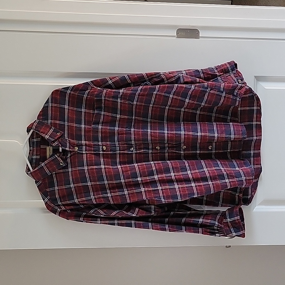 Mens Hobbs Creek Large Plaid Flannel Button Fown Red/Blue